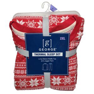 NWT George thermal waffle Jogger Sleep Set Christmas Men Long Sleeve 2XL